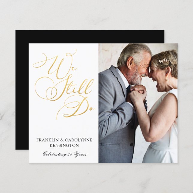 BUDGET Gold Foil Wedding Anniversary Vow Renewal (Front/Back)