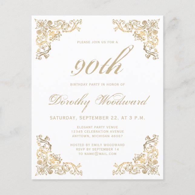 Budget Gold Frame Birthday Party Invitation (Front)