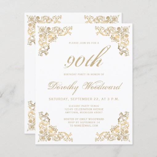 Budget Gold Frame Birthday Party Invitation | Zazzle