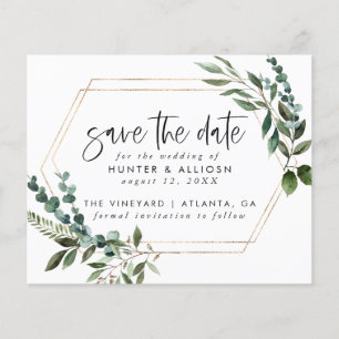 Budget Gold Frame Floral Save the Date Flyer