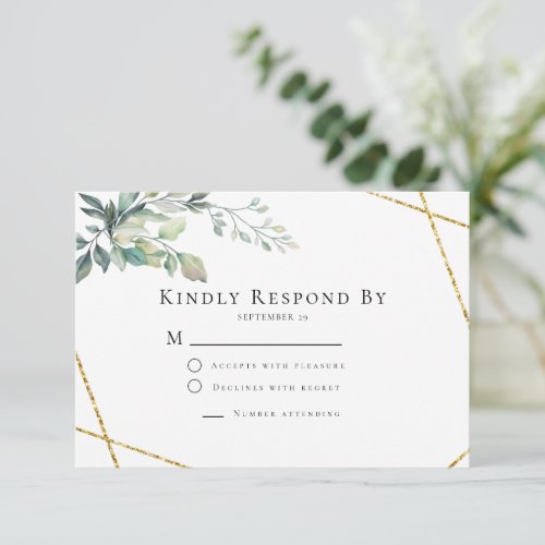 Budget Gold Frame Flyer Rustic Foliage Wedding RSVP Card