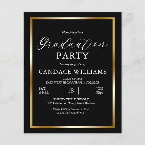 Budget Gold Frame Minimalist Party Invitation