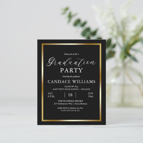 Budget Gold Frame Minimalist Party Invitation