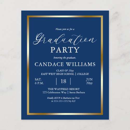 Budget Gold Frame Minimalist Party Invitation