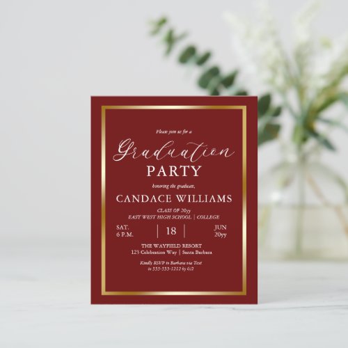 Budget Gold Frame Minimalist Party Invitation