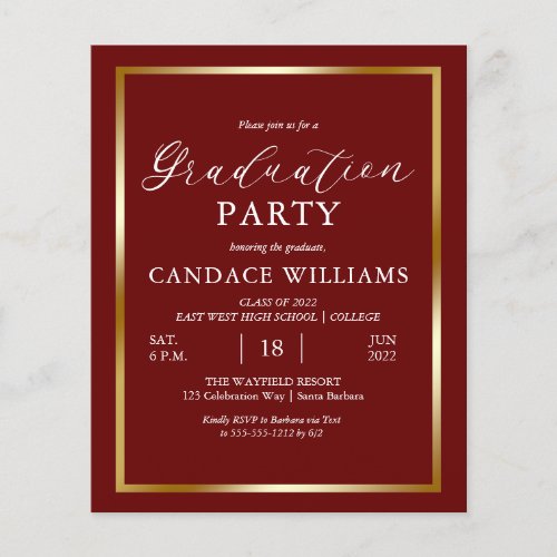 Budget Gold Frame Minimalist Party Invitation Flyer