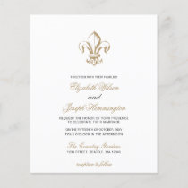 Budget Gold French Fleur de Lis Wedding Invitation