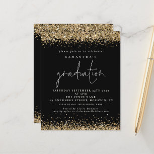 Budget Gold Glitter 2024 Graduation Black Invite