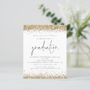 Budget Gold Glitter 2024 Graduation White Invite