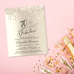 Budget Gold Glitter 70th Birthday Invitation<br><div class="desc">Elegant,  chic and budget-friendly 70th birthday party invitation with "70 & Fabulous" written in stylish script against a gold background,  with gold faux glitter dripping from the top.</div>