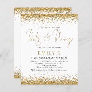 BUDGET Gold Glitter Bachelorette Disco Invite