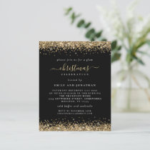 Budget Gold Glitter Black Christmas Party Invite