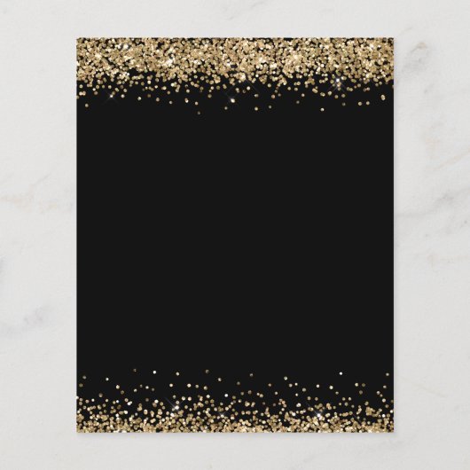 Budget Gold Glitter Black Quinceanera Invitation (Back)