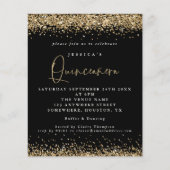 Budget Gold Glitter Black Quinceanera Invitation (Front)