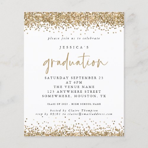 Budget Gold Glitter Border 2024 Graduation Invite