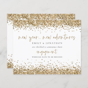 Budget Gold Glitter Border Engagement Announcement