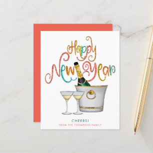 BUDGET Gold Glitter Champagne Happy New Year