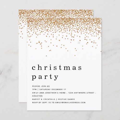 Budget Gold Glitter Christmas Party Invitation