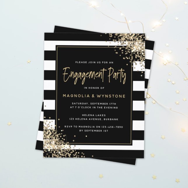 BUDGET Gold Glitter Engagement Party Invitation (Creator Uploaded)