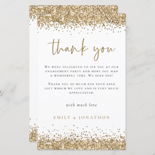 Budget Gold Glitter Engagement Party Thank You