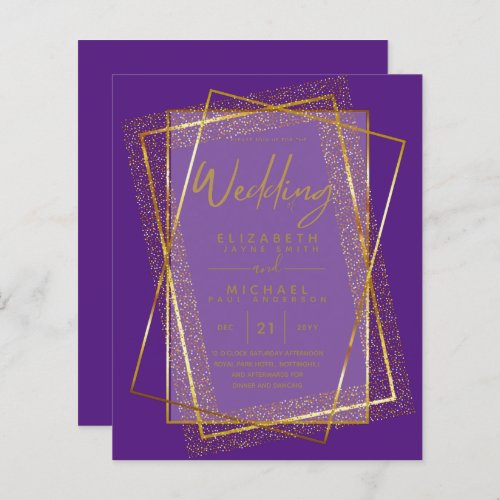 BUDGET GOLD Glitter Foil Look WEDDING INVITATIONS