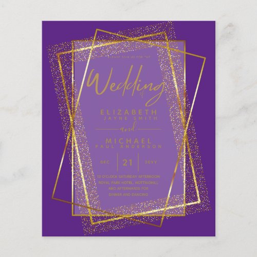 BUDGET GOLD Glitter Foil Look WEDDING INVITATIONS Flyer