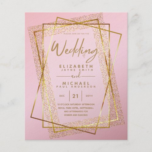 BUDGET GOLD Glitter Foil Look WEDDING INVITATIONS Flyer