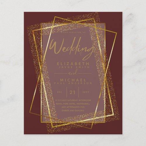 BUDGET GOLD Glitter Foil Look WEDDING INVITATIONS Flyer