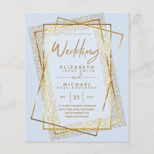 BUDGET GOLD Glitter Foil Look WEDDING INVITATIONS Flyer