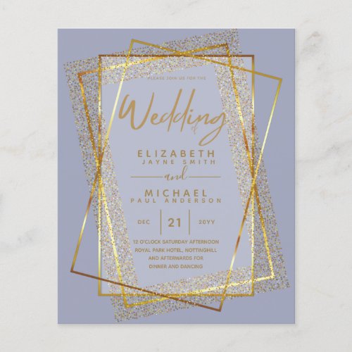 BUDGET GOLD Glitter Foil Look WEDDING INVITATIONS Flyer