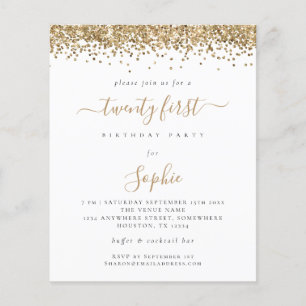 Budget Gold Glitter Girly 21st Party Invitation