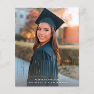 Budget Gold Glitter Graduate Photo Announcement V Flyer