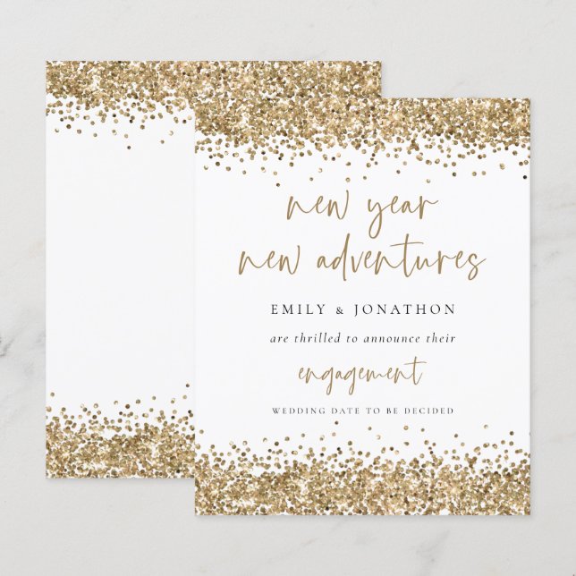 Budget Gold Glitter New Adventures  Engagement (Front/Back)