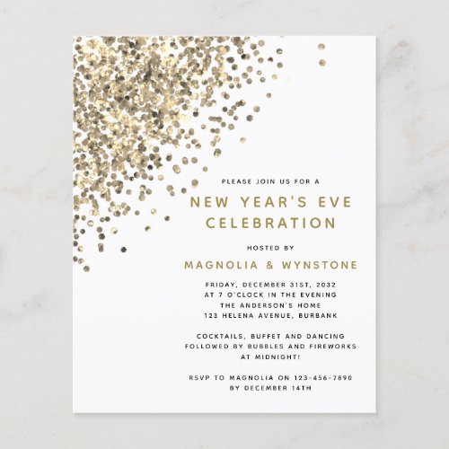 BUDGET Gold Glitter New Years Eve Invitation