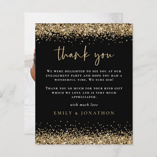 Budget Gold Glitter Photo Engagement Black Thanks