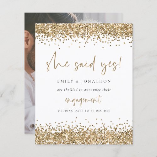 Budget Gold Glitter Photo She Said Yes Engagement