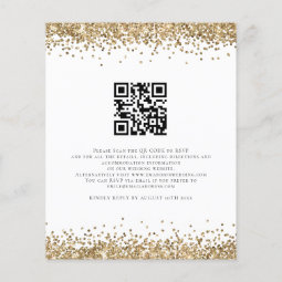 Budget Gold Glitter QR Code Wedding Invite | Zazzle