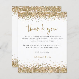 Budget Gold Glitter Quinceañera Party Thank You