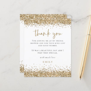Budget Gold Glitter Script Bridal Shower Thank You