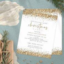 Budget Gold Glitter Script Christmas Party Invite