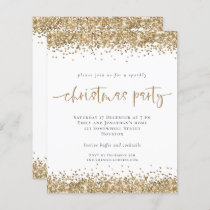 Budget Gold Glitter Script Christmas Party Invite