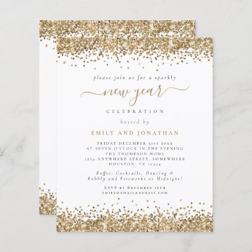 Budget Gold Glitter Script New Years Eve Party