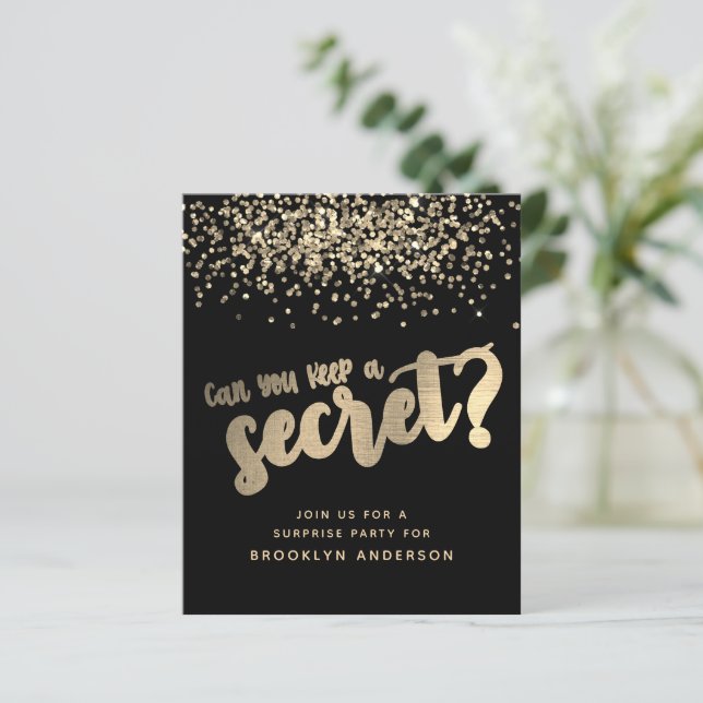 BUDGET Gold Glitter Surprise Party Invitation (Standing Front)