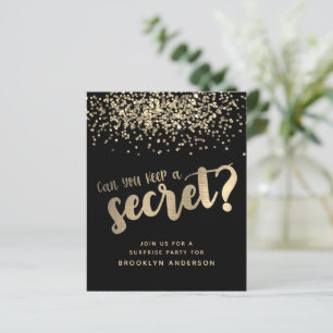 BUDGET Gold Glitter Surprise Party Invitation