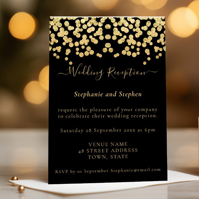 Budget Gold Glitter Wedding Reception Invite (Creator Uploaded)