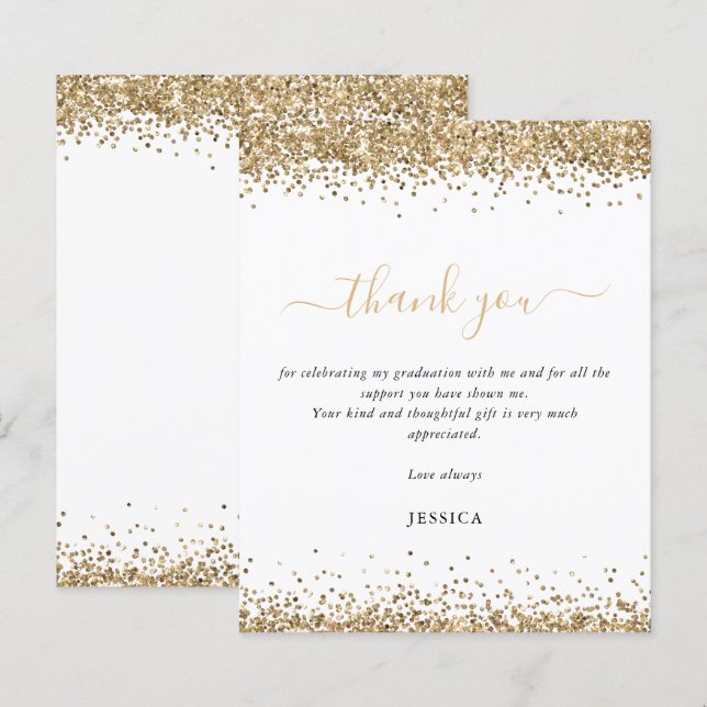 Budget Gold Glitter White 2024 Graduation Thanks (Front/Back)