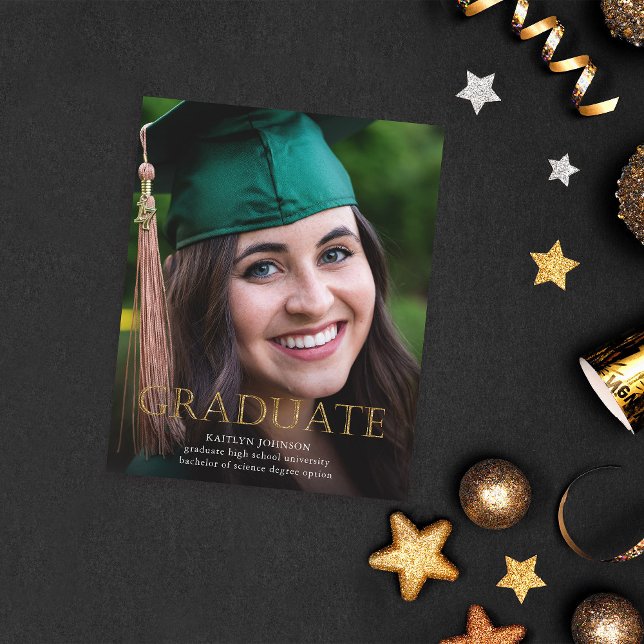 Budget Gold Graduate Photo Announcement Flyer (Creator Uploaded)