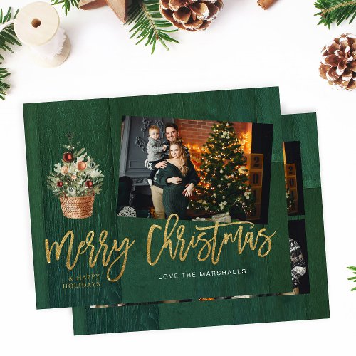 Budget Gold  Green Rustic Christmas 4 Multi Photo Flyer