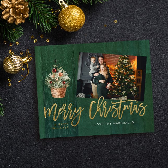Budget Gold & Green Rustic Christmas One Photo Flyer (Creator Uploaded)