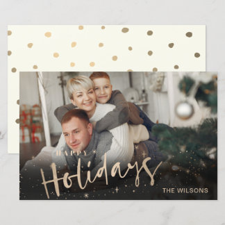 Budget Gold Happy Holidays Photo Holiday Card